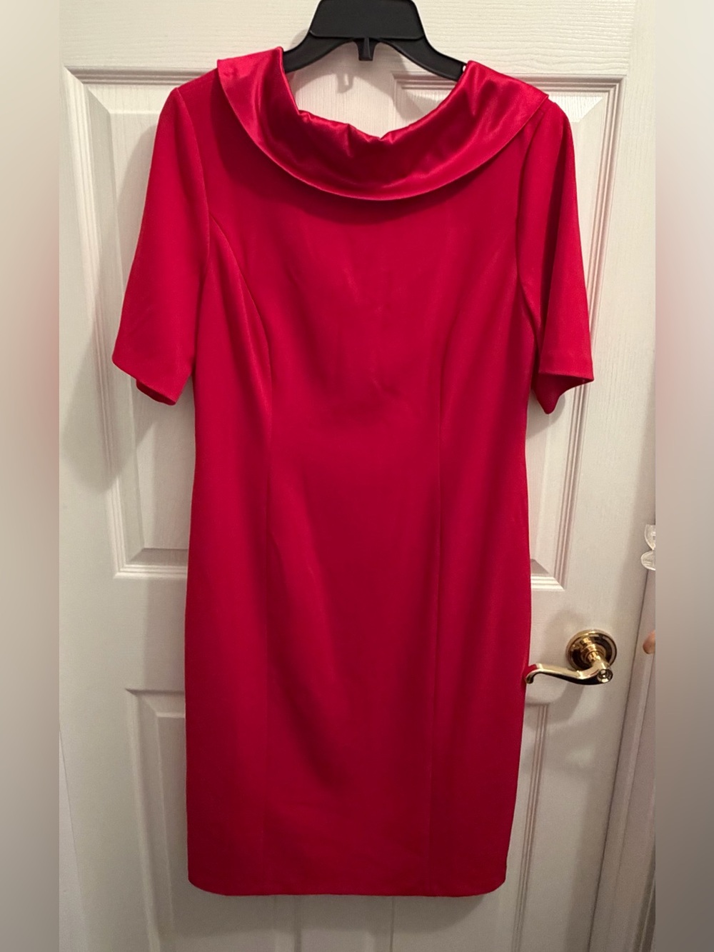 Adrianna Papell Scarlet Red Cowl Neck Midi Dress